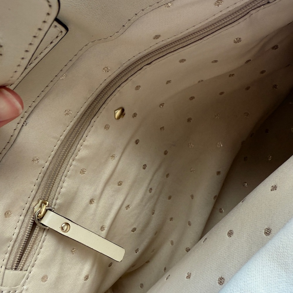 Kate Spade Ivory Leather Bow Satchel with Pyramid Stud Detail - Picture 11 of 13